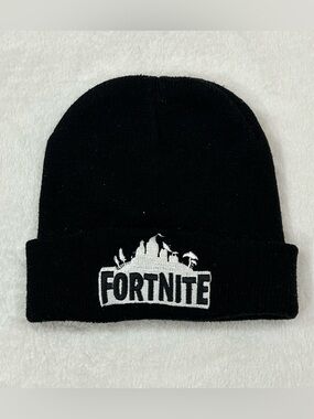 Fortnite Epic Games Gamer Outdoor Ski Black Winter Knit Cuffed Beanie Hat Cap